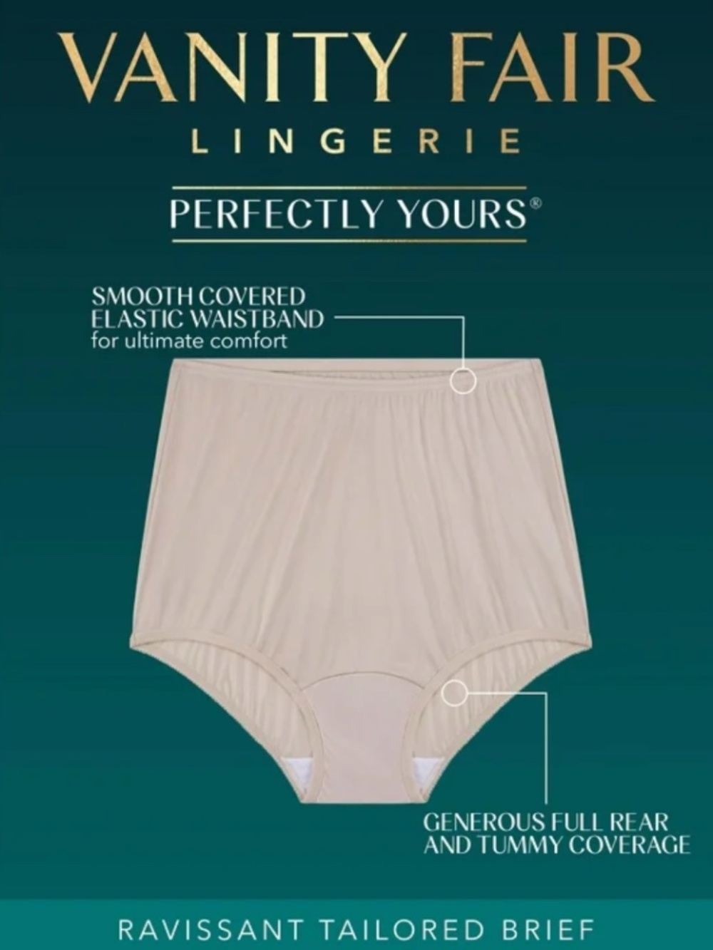Vanity Fair Lingerie Perfectly Yours Ravissant 3-Pack Brief Panty Set Fawn Asst - Picture 6 of 6